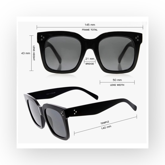 New Retro Oversized Square Sunglasses Sunnies ☻ Shiny Black ☻ Gradient Lenses ☻ - Picture 6 of 16